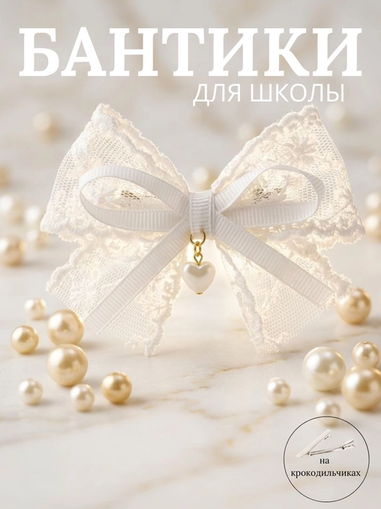 Школьные бантики для девочек. Заколки для школы. Белые бантики. Заколки