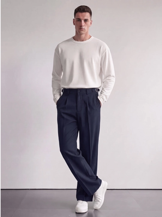 Erkaklar oversayz kenglikda klassik shimi, Old Money uslub, paxta va polyester