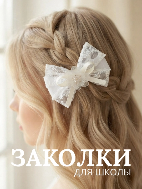 Школьные бантики для девочек. Заколки для школы. Белые бантики. Заколки