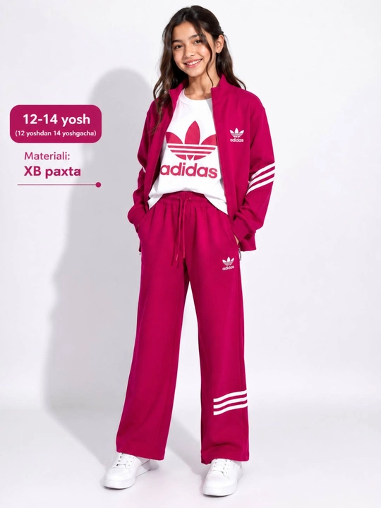 Qizlar sport kostyumi 3 qismli, sportivka, futbolka, shim, sport kiyimi, komplekt - 