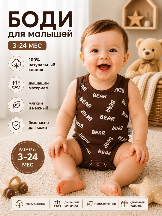 Bodi Yangi tug'ilgan chaqaloqlar uchun bodilar toplami,kalta yengli , 3 oydan-24 oygacha - 