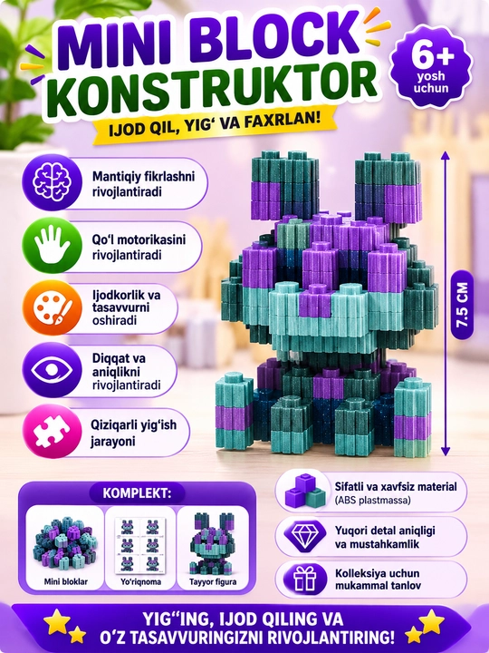 3D Konstruktor, kuromi, my melody, stich, mini lego, 50 sm - 