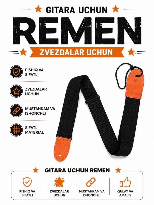 Remen gitara uchun 5xil rang, sifatli chidamli - 