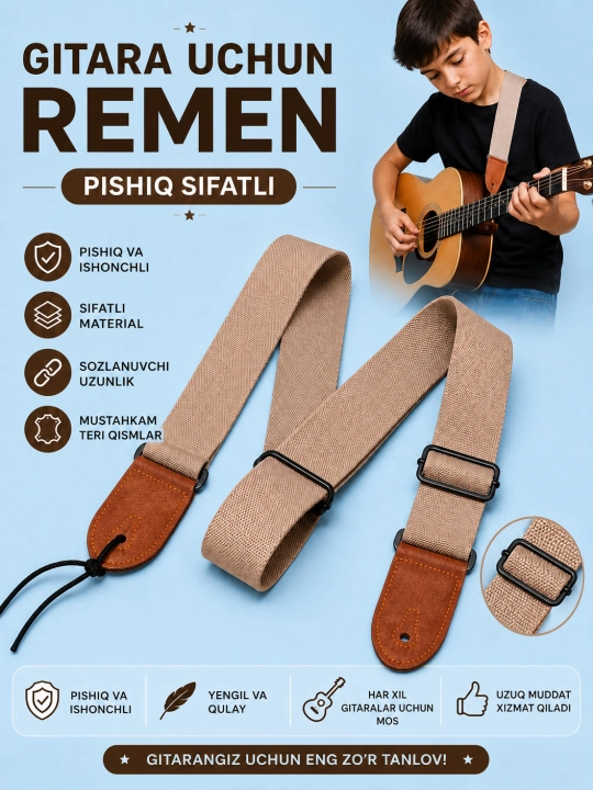 Remen gitara uchun 5xil rang, sifatli chidamli - 