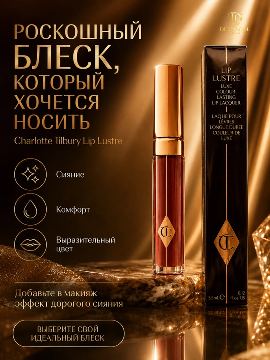 Стойкий блеск для губ тёмного оттенка Charlotte Tilbury Lip Lustre, 3,5 мл