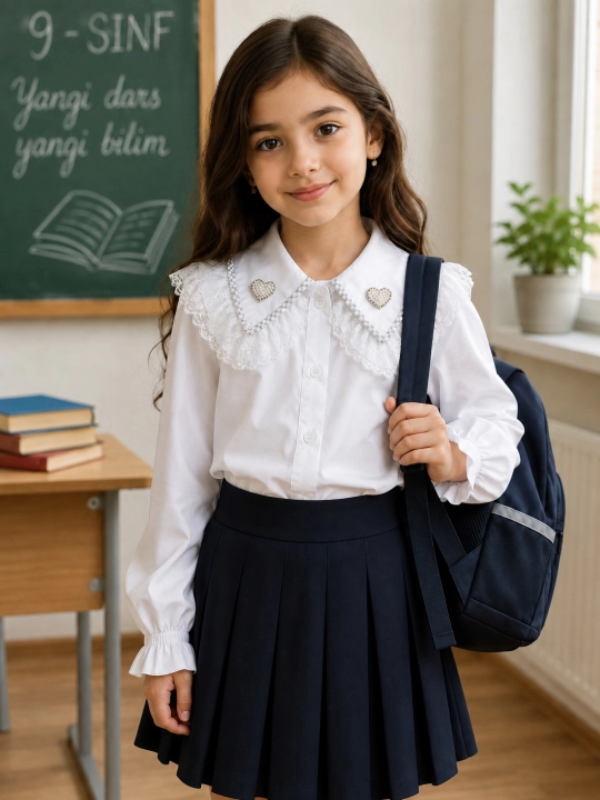 Блузка для девочек, 6, 7, 8, 9, 10 лет, в школу