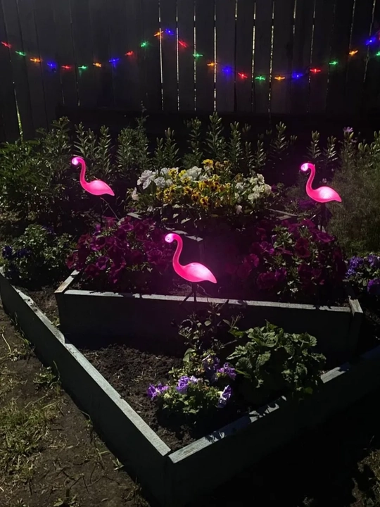 Quyosh batareyali bog‘ chirog‘i-figura, tipratikan, to‘tiqush, boyo‘g‘li, flamingo