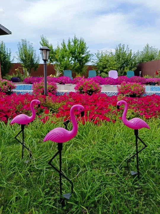 Quyosh batareyali bog‘ chirog‘i-figura, tipratikan, to‘tiqush, boyo‘g‘li, flamingo