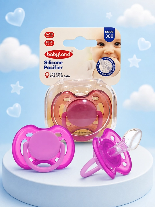 Babyland silikonli ortodontik so'rg'ich, qopqoq bilan, 0-6-18 oylik - 