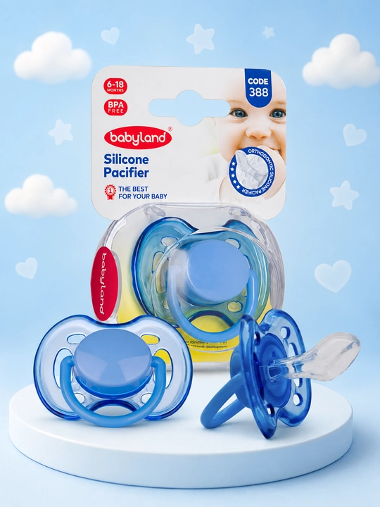 Babyland silikonli ortodontik so'rg'ich, qopqoq bilan, 0-6-18 oylik - 