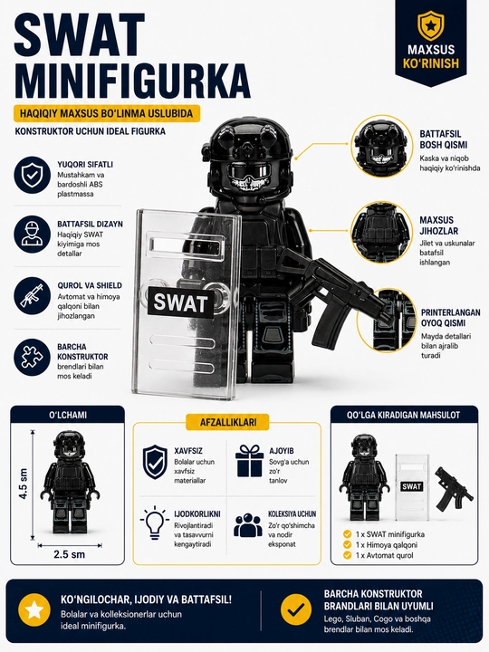LEGO mini-figuralar, Armiya, Saldat, o‘yinchoqlar, bolalar tovarlari, 3D konstruktorlar - 