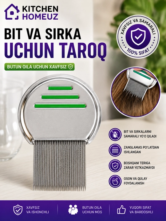 Bit va sirka uchun zanglamaydigan po‘lat taroq