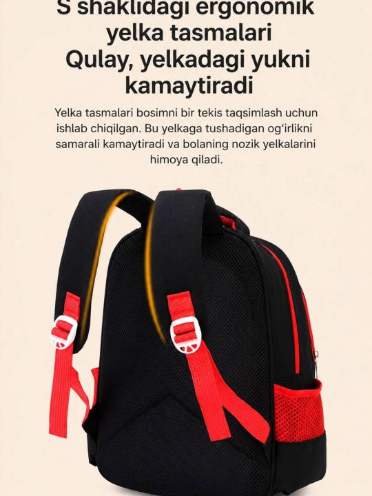 1-7 sinflar uchun o‘g‘il va qiz bolalar uchun premium maktab ryukzagi