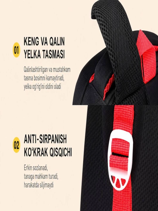 1-7 sinflar uchun o‘g‘il va qiz bolalar uchun premium maktab ryukzagi