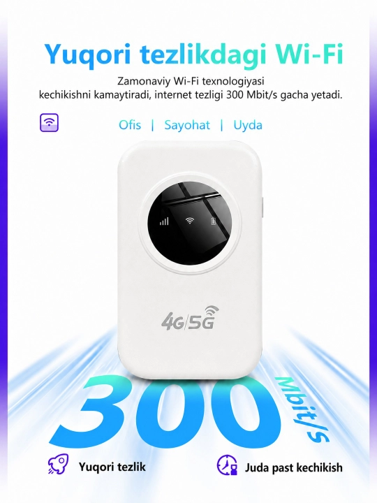 Карманный Wi-Fi роутер 4G LTE с SIM-картой, портативный мобильный роутер 300Mbps