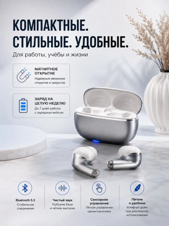 K-50 TWS simsiz Bluetooth quloqchin, stereo ovoz, sensorli boshqaruv, Android va iOS