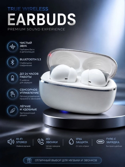K-50 TWS simsiz Bluetooth quloqchin, stereo ovoz, sensorli boshqaruv, Android va iOS