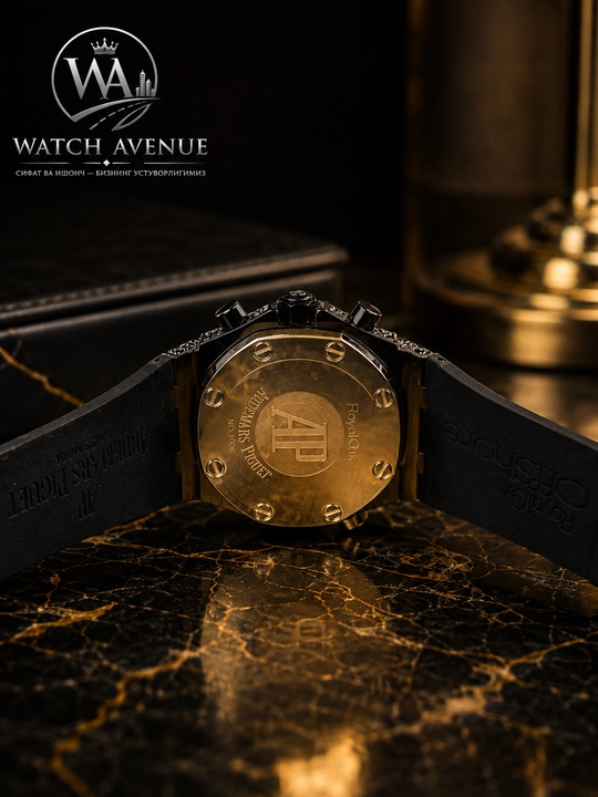 Audemars Piguet Chronograph мужские часы, чёрный корпус и каучуковый ремешок