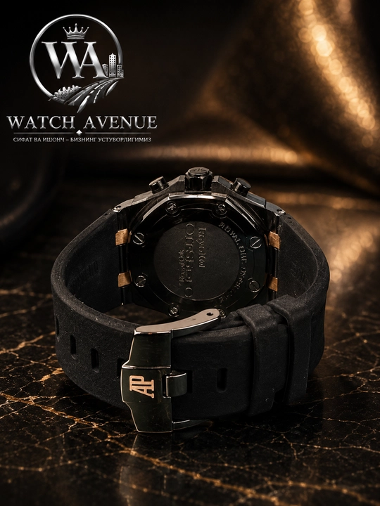 Audemars Piguet Chronograph мужские часы на батарейке, чёрные с Rose Gold