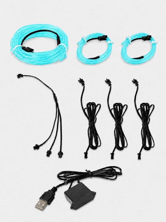Avtomobil saloni uchun neon yoritgich 5 m, USB, yaxlit yoki 3+1+1 m komplekt
