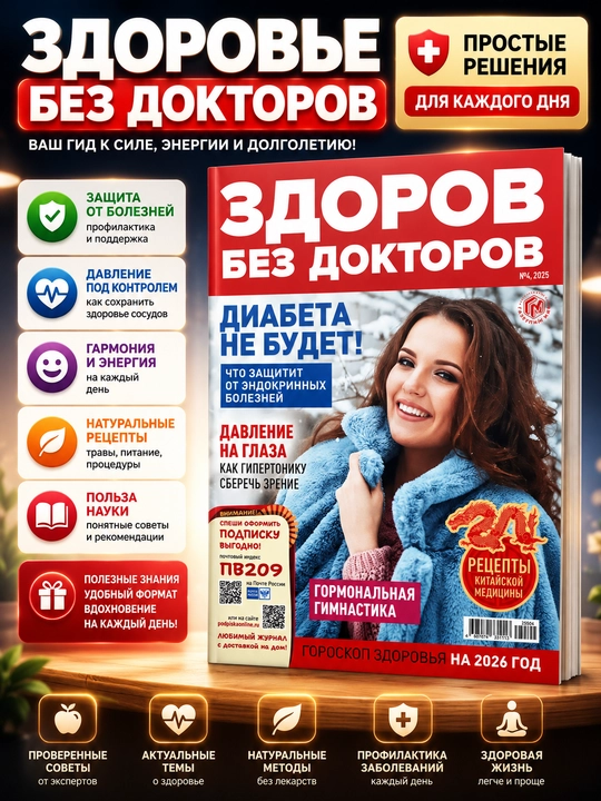 Rus tilidagi "Shifokorlarsiz salomatlik" jurnali-salomatlik va turmush tarzi maslahatlari - 