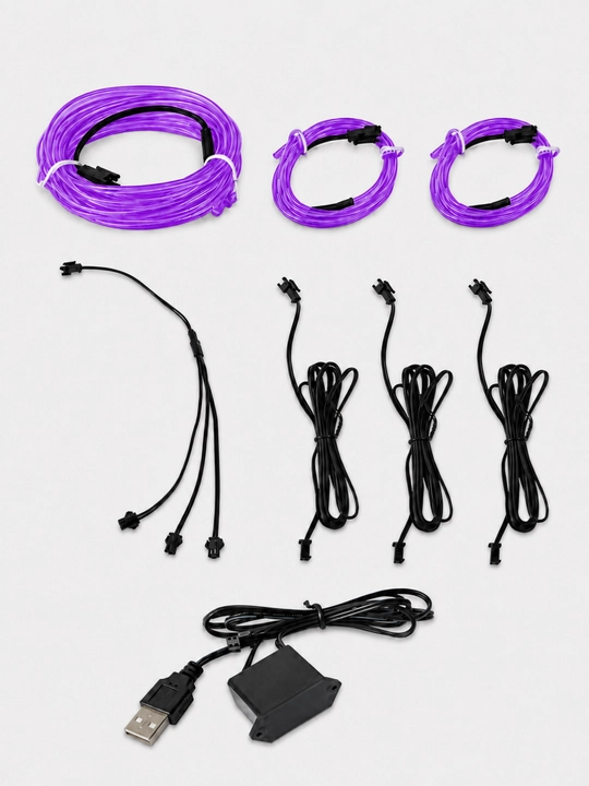 Avtomobil saloni uchun neon yoritgich 5 m, USB, yaxlit yoki 3+1+1 m komplekt
