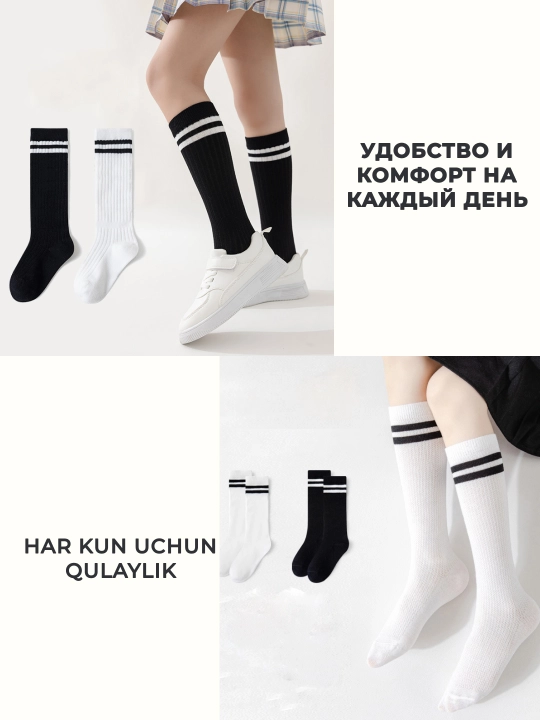 O'g'il va qiz bolalar uchun golf paypoqlar, o'smirlar uchun yupqa maktab golfilari