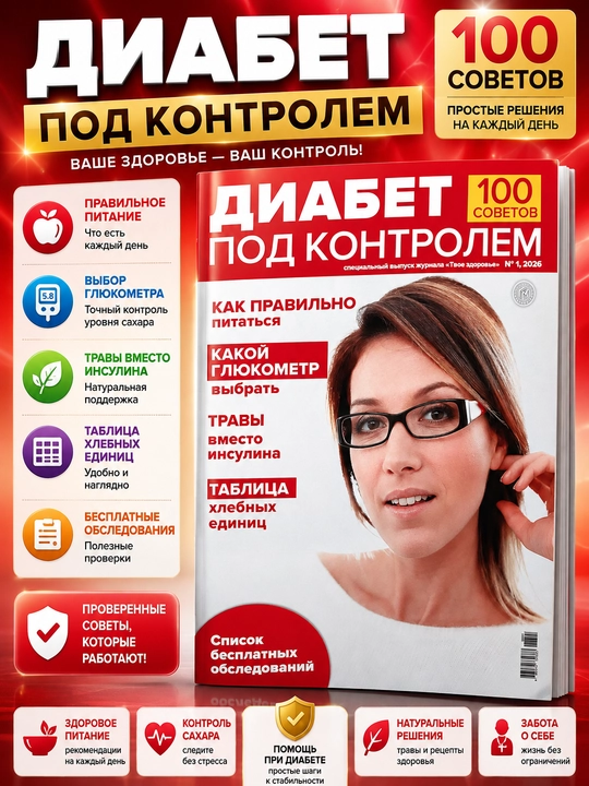 Rus tilidagi "Diabet nazorati ostida" jurnali - ovqatlanish va turmush tarzi maslahatlari - 