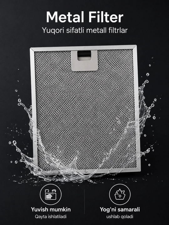 ZIFFLER oshxona dudburoni, kuchli tortish, sensorli boshqaruv, metall filtr, LED