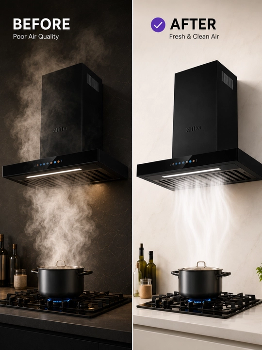 ZIFFLER oshxona dudburoni, kuchli tortish, sensorli boshqaruv, metall filtr, LED