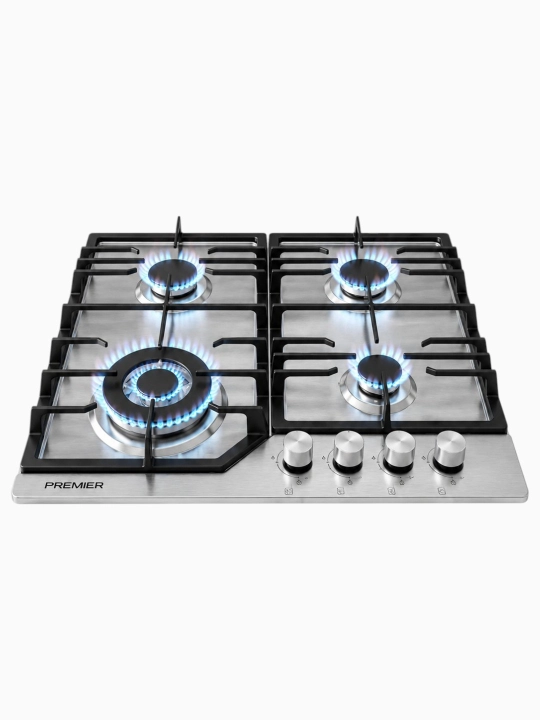Premier gaz plitasi, 4 konforka, Dual WOK, chiniqtirilgan shisha, cho‘yan panjara - 