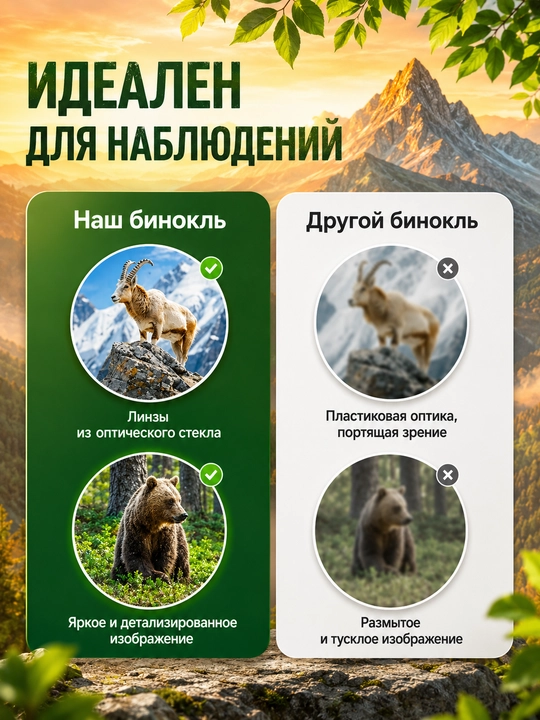 Professional kuchli turistik binokl 8x42, suvga chidamli, sayohat va tabiat kuzatuvi uchun