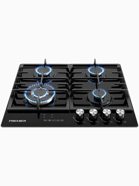 Premier gazli pishirish paneli, 4 konforka, Dual WOK, toblangan shisha, cho‘yan - 