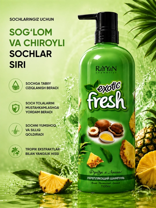 Soch uchun shampun exotic fresh 1100 ml - 