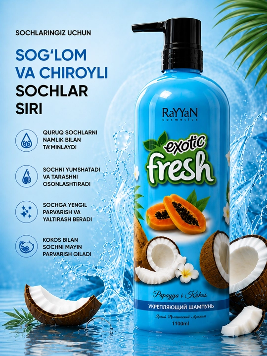 Soch uchun shampun exotic fresh 1100 ml - 