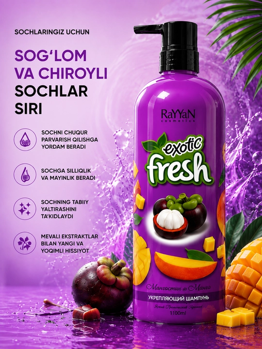 Soch uchun shampun exotic fresh 1100 ml - 