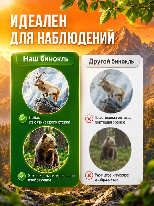 Professional kuchli turistik binokl 8x42, suvga chidamli, sayohat va tabiat kuzatuvi uchun