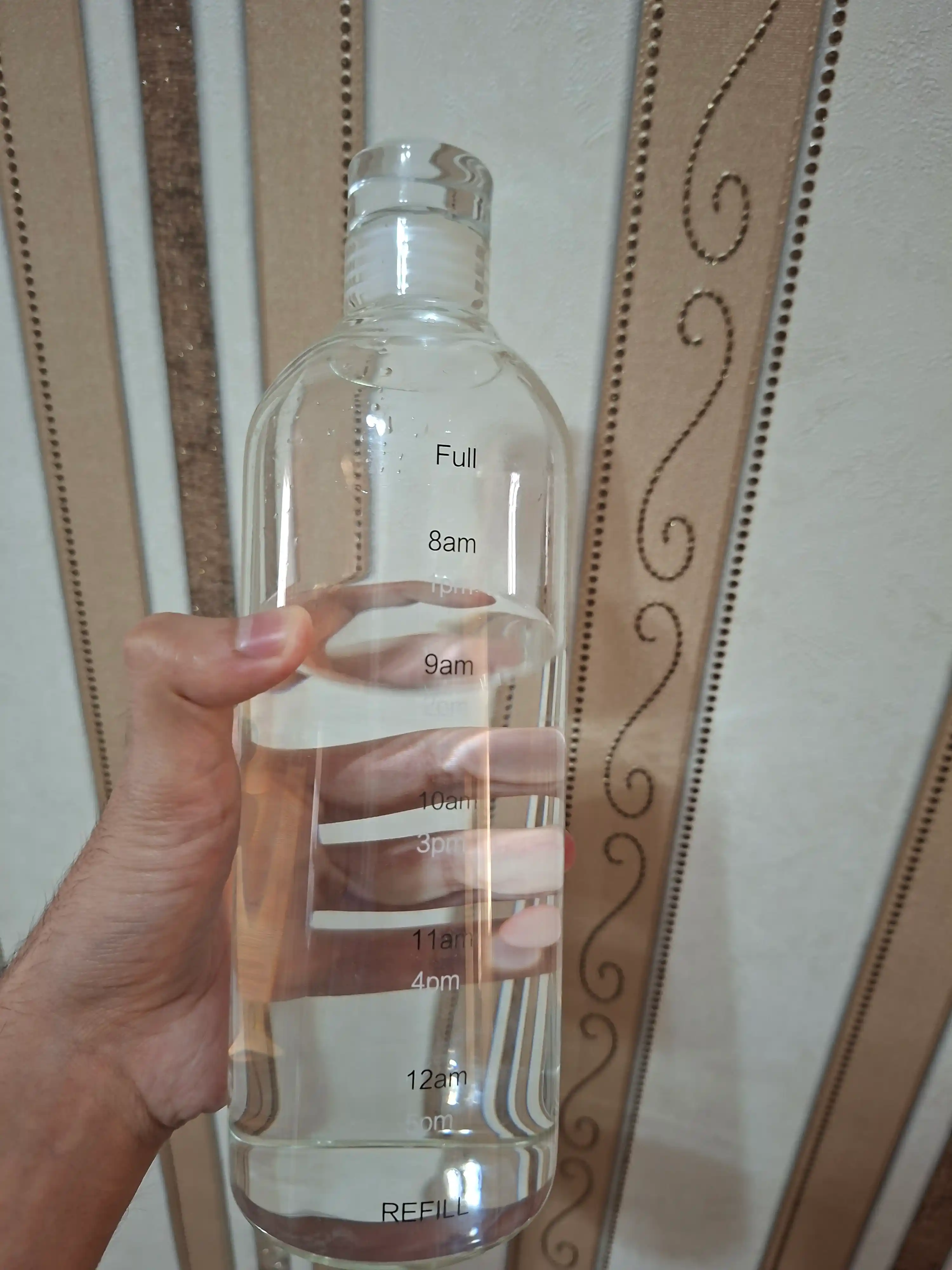 Стеклянная бутылка для воды, прозрачная, со шкалой