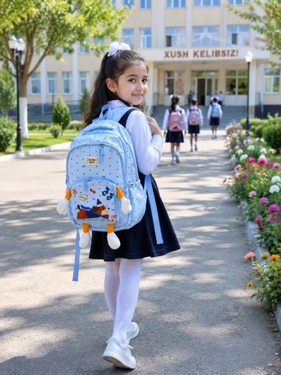 Maktab sumkalar, qizlar uchun ryukzak, kuchukchali sumka - 