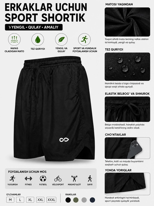 Erkaklar uchun sport shortik