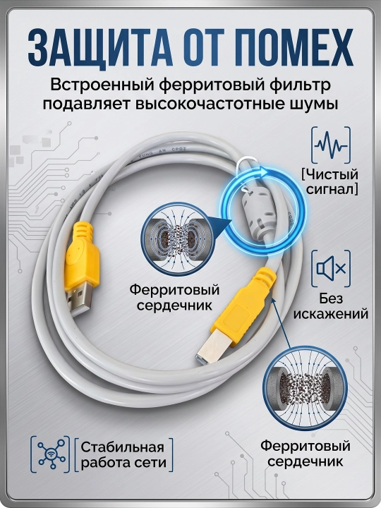 USB кабель для принтера AM-BM с удлинителем AM-AF 1.5м для Epson, Canon, HP