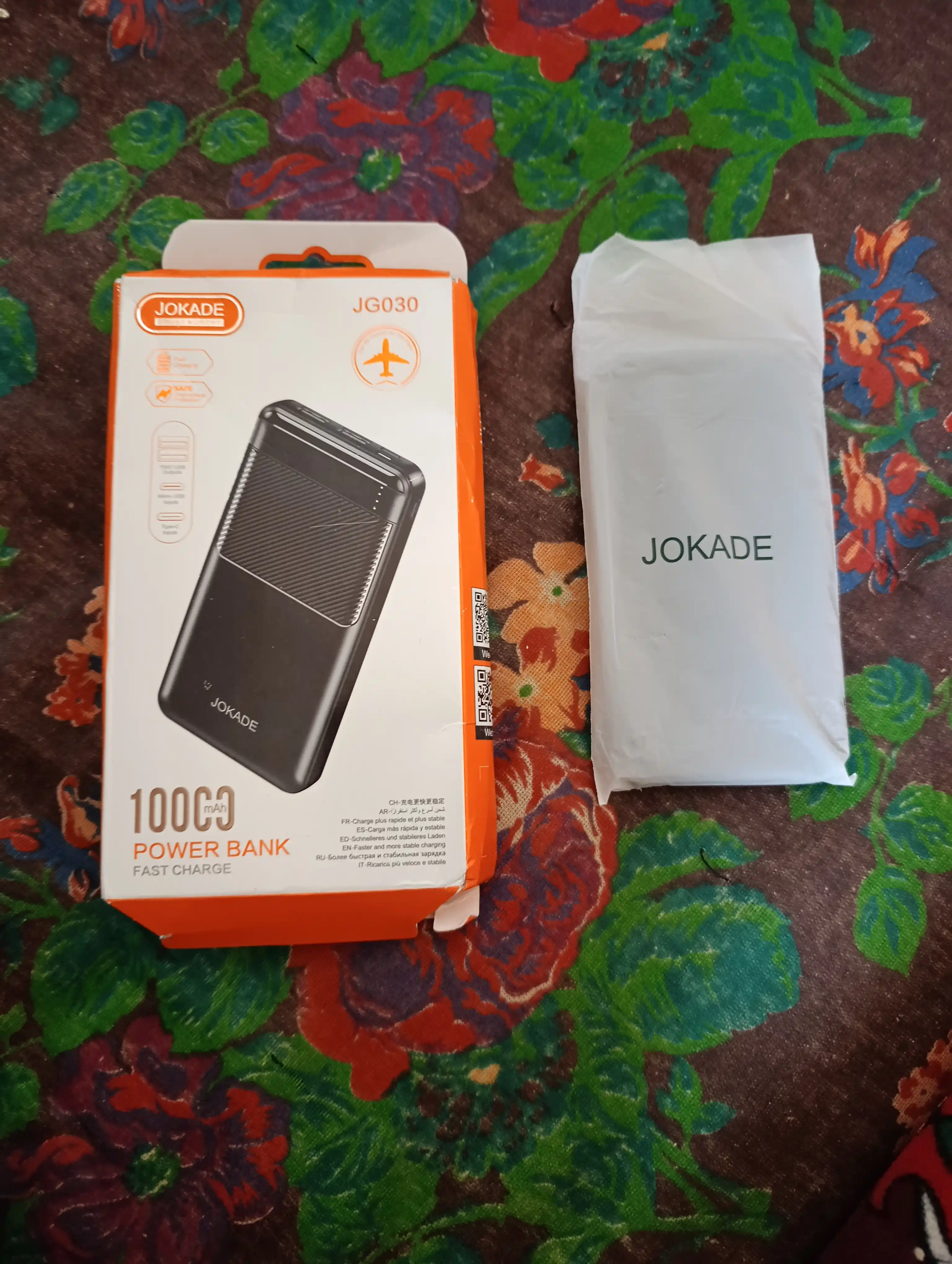 JOKADE powerbank 10000 mAh qora tashqi akkumulyator, power bank 10000