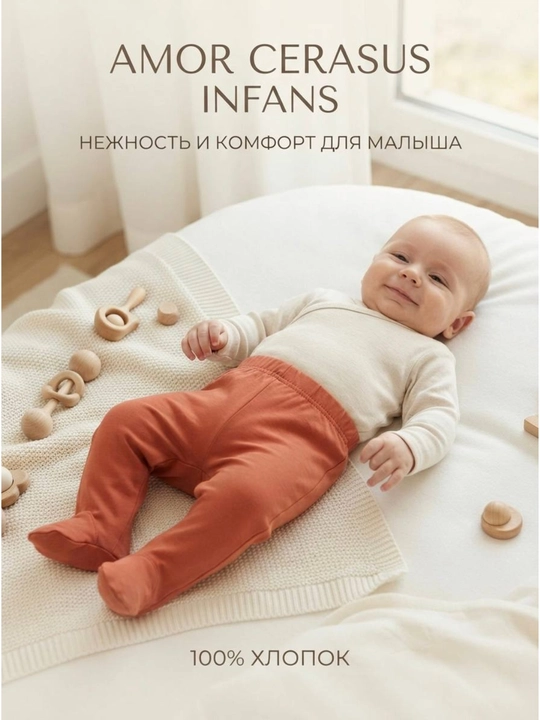Yangi tug‘ilgan chaqaloqlar uchun yopiq oyoqli gipoallergen, 100% paxtadan tikilgan shimlar - 