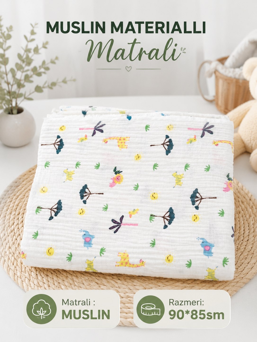 Yumshoq bolalar pilyonkasi towel — 100% paxta - 
