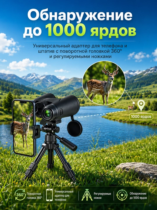 Professional kuchli turistik binokl 8x42, suvga chidamli, sayohat va tabiat kuzatuvi uchun