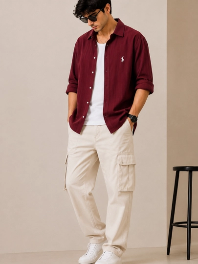 Мужская рубашка Polo Casual — свободный крой, легкая дышащая ткань