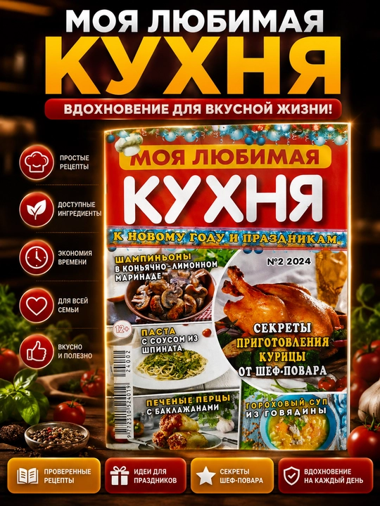 Rus tilidagi "Mening sevimli oshxonam" jurnali - retseptlar, taomlar va oshxona g‘oyalari - 