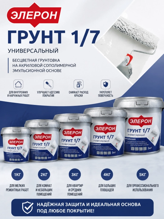ЭЛЕРОН ГРУНТ 1/7 — универсал грунтовка кг - 