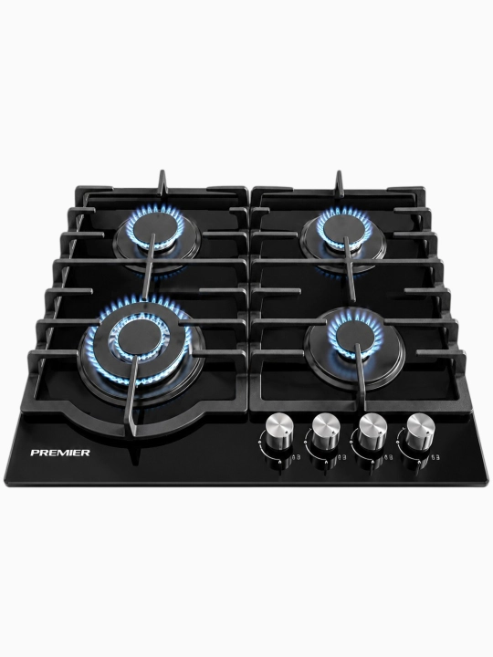Premier gazli pishirish paneli, 4 konforka, Dual WOK, toblangan shisha, cho‘yan - 