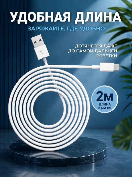 USB Type-C kabel 2M/3M, USB-A, silikon qoplamali, zaryadlash va ma’lumot uzatish